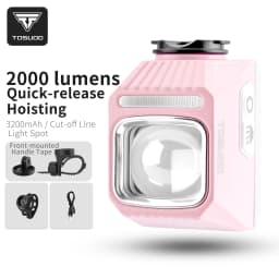 TOSUOD Bicycle Headlight 2000 Lumens 3200mAh Power Type-C Charging Bike LED Flashlight Waterproof 6 Modes Cycling Headlight