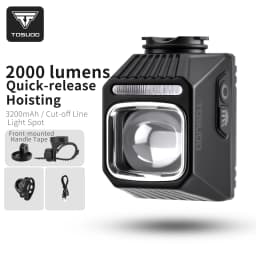 TOSUOD Bicycle Headlight 2000 Lumens 3200mAh Power Type-C Charging Bike LED Flashlight Waterproof 6 Modes Cycling Headlight