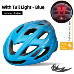 X-TIGER Cycling Helmet LED Tail Light Breathable One-piece Mountain Road Sports Bicycle Helmet Rechargeable with Brim Design