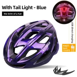 X-TIGER Cycling Helmet LED Tail Light Breathable One-piece Mountain Road Sports Bicycle Helmet Rechargeable with Brim Design