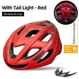X-TIGER Cycling Helmet LED Tail Light Breathable One-piece Mountain Road Sports Bicycle Helmet Rechargeable with Brim Design