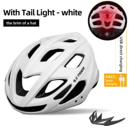 X-TIGER Cycling Helmet LED Tail Light Breathable One-piece Mountain Road Sports Bicycle Helmet Rechargeable with Brim Design
