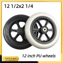 12 Inch PU Wheel Professional Wheelchair Rear Caster Replacement Part Tool 12 1/2x2 1/4 Solid Non Pneumatic Tire Wheel