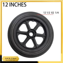12 Inch PU Wheel Professional Wheelchair Rear Caster Replacement Part Tool 12 1/2x2 1/4 Solid Non Pneumatic Tire Wheel