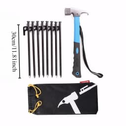 8Pcs Tent Pegs Beach Tent Stakes Heavy Duty Unbreakable Tent Pegs with Storage Bag & Hammer for Outdoor Camping