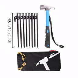 8Pcs Tent Pegs Beach Tent Stakes Heavy Duty Unbreakable Tent Pegs with Storage Bag & Hammer for Outdoor Camping