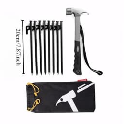 8Pcs Tent Pegs Beach Tent Stakes Heavy Duty Unbreakable Tent Pegs with Storage Bag & Hammer for Outdoor Camping