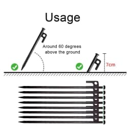 8Pcs Tent Pegs Beach Tent Stakes Heavy Duty Unbreakable Tent Pegs with Storage Bag & Hammer for Outdoor Camping
