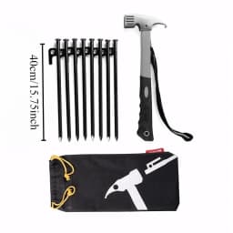 8Pcs Tent Pegs Beach Tent Stakes Heavy Duty Unbreakable Tent Pegs with Storage Bag & Hammer for Outdoor Camping