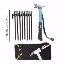 8Pcs Tent Pegs Beach Tent Stakes Heavy Duty Unbreakable Tent Pegs with Storage Bag & Hammer for Outdoor Camping