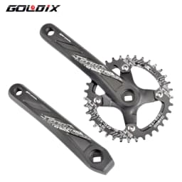 GOLDIX Square Hole Bicycle Crankset Aluminum Alloy MTB Crank 165/170/175mm Length Narrow Wide Teeth 104BCD 32/34/36/38/40/42T