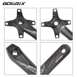 GOLDIX Square Hole Bicycle Crankset Aluminum Alloy MTB Crank 165/170/175mm Length Narrow Wide Teeth 104BCD 32/34/36/38/40/42T