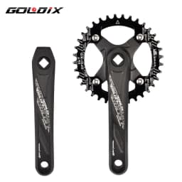 GOLDIX Square Hole Bicycle Crankset Aluminum Alloy MTB Crank 165/170/175mm Length Narrow Wide Teeth 104BCD 32/34/36/38/40/42T