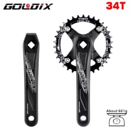 GOLDIX Square Hole Bicycle Crankset Aluminum Alloy MTB Crank 165/170/175mm Length Narrow Wide Teeth 104BCD 32/34/36/38/40/42T