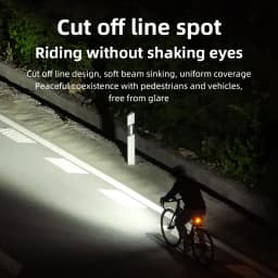Bright 1200LM Cut Off Line Road Bicycle Hoisting Light Waterproof Type-C Fast Charging MTB Headlight 6 Modes Night Cycling Light