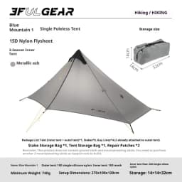 3F UL GEAR LanShan 1 Outdoor Ultralight Camping Tent 1 Person 3 Season Professional 15D Silnylon LanShan1 Rodless Tent
