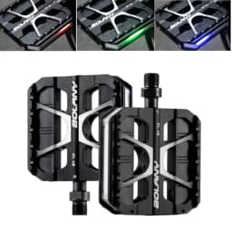 Aluminum Mtb Platform Pedals 3 Bearings Nonslip Lightweight Wide Black Bicycle Pedals with Light for MTB Road Touring Bicycle