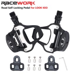 RACEWORK Road Bike Pedal Bicycle Self-locking Pedals Cycling Bearing Cleats Clipless For LOOK KEO System With Locking Plate