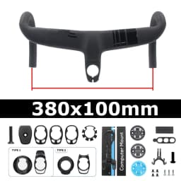 Full Carbon Fiber Bicycle Cockpit, Road Bike Internal Cable Integrated Handlebar Di2 With Mount & Spacer, Clip Diameter 28.6mm