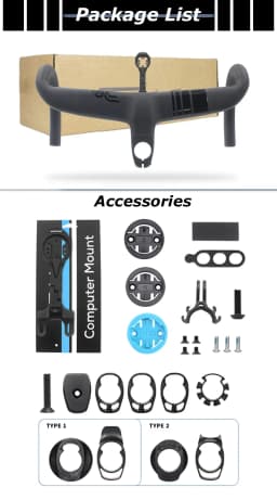Full Carbon Fiber Bicycle Cockpit, Road Bike Internal Cable Integrated Handlebar Di2 With Mount & Spacer, Clip Diameter 28.6mm