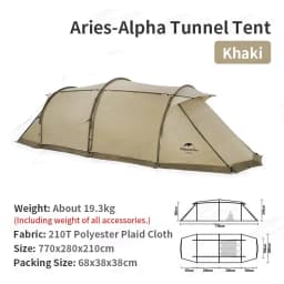Naturehike Aries Alpha Tunnel Tent Waterproof PU2000 Camping Outdoor Travel Large Space Tent Picnic Hiking Fishing Resting Camp