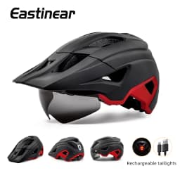 Eastinear LED Bicycle Helmet Sun Goggles Sun Visor Rechargeable LED Tail Lights Men's Outdoor Sports MTB Bicycle Equipment