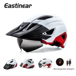 Eastinear LED Bicycle Helmet Sun Goggles Sun Visor Rechargeable LED Tail Lights Men's Outdoor Sports MTB Bicycle Equipment