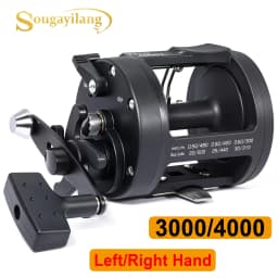 Sougayilang Trolling Reel Level Wind Graphite Body Fishing Reel, Durable Stainless-Steel, Large Line Capacity for Saltwater