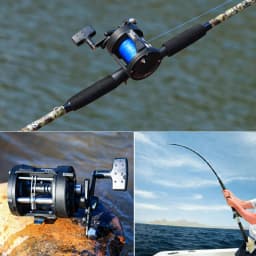 Sougayilang Trolling Reel Level Wind Graphite Body Fishing Reel, Durable Stainless-Steel, Large Line Capacity for Saltwater