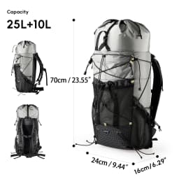 BISINNA Camping Backpack 25+10L Ultralight Travel Bag for Men Women Large Capacity Outdoor Sports Climbing Hiking Backpack