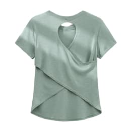 DRUR Gym Tops Women Lightweight Sweatshirt Summer Short Sleeve Quick Dry Fitness Running Tshirt Back Cross Hollow Yoga Wear New