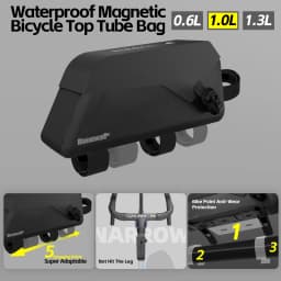 Rhinowalk Bike Top Tube Bag Magnetic Flip for MTB Road Gravel Bicycle Accessories,waterproof Bike Bag