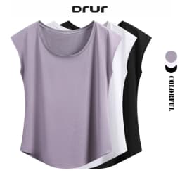 DRUR Summer Yoga Vest Women Lightweight Breathable Loose Workout Shirts Quick Dry Running Tee Fitness Sportswear Gym Clothing