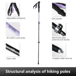 BISINNA 2pcs Trekking Poles Carbon Fiber Walking Sticks Ultra-light Telescopic Outdoor Hiking Climbing Cane