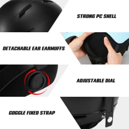 Lixada Snowboard Helmet with Detachable Earmuff Men Women Safety Skiing Helmet with Goggle Fixed Strap Skiing Helmet