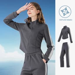 GOLDEN CAMEL Women's Sports Suit Fashion Slim Fitness Gym Two-piece Jogging Suit Stand Collar Casual Long Sleeve T-shirts Pants