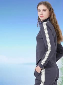 GOLDEN CAMEL Women's Sports Suit Fashion Slim Fitness Gym Two-piece Jogging Suit Stand Collar Casual Long Sleeve T-shirts Pants