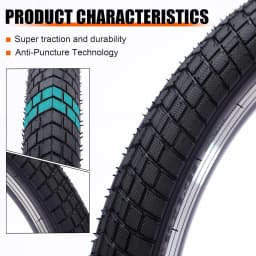 ZUKKA 20x2.125 Bike Tire 2 Pack Folding Replacement Tires Puncture Resistant Fits Kids Bikes BMX Mountain Cruiser Durable