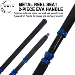 1pc Black Blue Carbon Surf Rod, 2-Section Portable Sea Fishing Pole with Metal Guides & EVA Grip, Heavy Duty for Boat/Casting/Lo