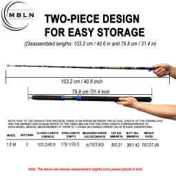 1pc Black Blue Carbon Surf Rod, 2-Section Portable Sea Fishing Pole with Metal Guides & EVA Grip, Heavy Duty for Boat/Casting/Lo
