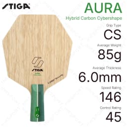 STIGA AURA Hybrid Carbon Table Tennis Blade - CCF Technology Pro Ping Pong Racket Base Plate for Speed & Control