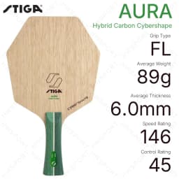 STIGA AURA Hybrid Carbon Table Tennis Blade - CCF Technology Pro Ping Pong Racket Base Plate for Speed & Control
