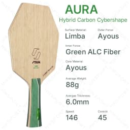 STIGA AURA Hybrid Carbon Table Tennis Blade - CCF Technology Pro Ping Pong Racket Base Plate for Speed & Control