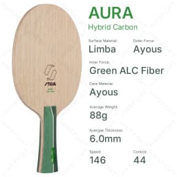 STIGA AURA Hybrid Carbon Table Tennis Blade - CCF Technology Pro Ping Pong Racket Base Plate for Speed & Control