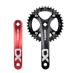 MEROCA Square taper crankset 104bcd Chainring 170mm MTB bicycle Square crank with 104 bcd Round narrow wide chainring
