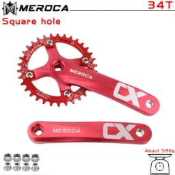 MEROCA Square taper crankset 104bcd Chainring 170mm MTB bicycle Square crank with 104 bcd Round narrow wide chainring