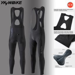 YKYWBIKE Men Cycling Long Pants Riding Road Bike Seamless Bicycle Bib Tight  Italy Interface Padding 7 Hours Bibs Pants