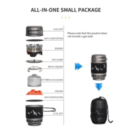 WESTTUNE Camping Cooking Set Stove Pot Pan Cookware System with Heat Exchanger Outdoor Propane Cooking Gear Outdoor Supplies