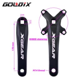 GOLDIX Square Hole Bicycle Crankset 104BCD Single Chainring Forging Aluminum Alloy Crank 170mm Length Black 32/34/36/38/40/42T