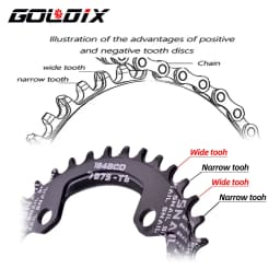 GOLDIX Square Hole Bicycle Crankset 104BCD Single Chainring Forging Aluminum Alloy Crank 170mm Length Black 32/34/36/38/40/42T